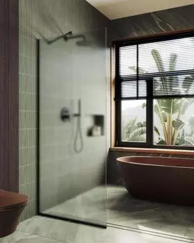 Душевая перегородка MaybahGlass 69x195 MGD-706-6у стекло сатин, профиль черный