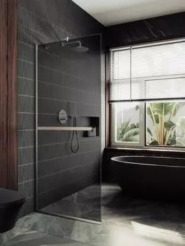 Душевая перегородка MaybahGlass 69x195 MGD-723-5у стекло графит, профиль хром матовый