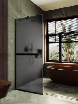 Душевая перегородка MaybahGlass 69x195 MGD-724-6у стекло графит матовый, профиль черный