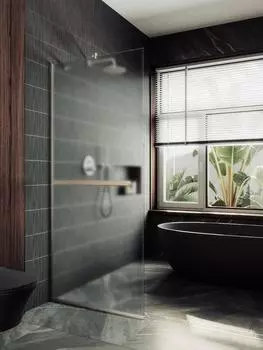 Душевая перегородка MaybahGlass 69x195 MGD-725-5у стекло сатин, профиль хром матовый