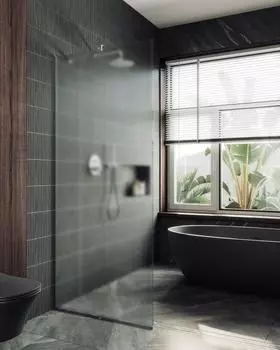 Душевая перегородка MaybahGlass 89x195 MGD-690-5у стекло сатин, профиль хром матовый