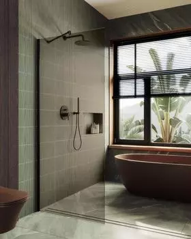 Душевая перегородка MaybahGlass 89x195 MGD-691-6ш стекло бронза, профиль черный