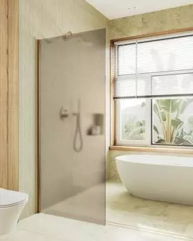 Душевая перегородка MaybahGlass 89x195 MGD-692-3ш стекло бронза матовая, профиль золото