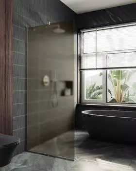 Душевая перегородка MaybahGlass 89x195 MGD-692-4у стекло бронза матовая, профиль хром глянцевый