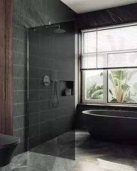 Душевая перегородка MaybahGlass 89x195 MGD-693-5ш стекло графит, профиль хром матовый