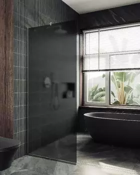 Душевая перегородка MaybahGlass 89x195 MGD-694-4у стекло графит матовый, профиль хром глянцевый