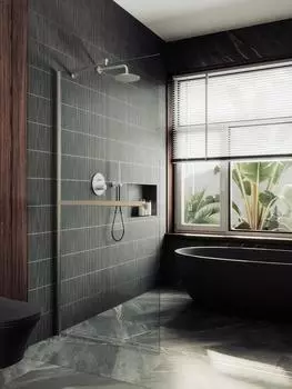 Душевая перегородка MaybahGlass 89x195 MGD-732-5ш стекло прозрачное, профиль хром матовый