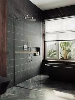 Душевая перегородка MaybahGlass 89x195 MGD-732-5у стекло прозрачное, профиль хром матовый