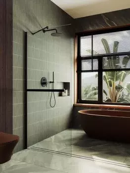 Душевая перегородка MaybahGlass 89x195 MGD-732-6ш стекло прозрачное, профиль черный