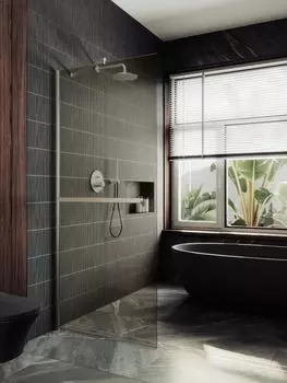 Душевая перегородка MaybahGlass 89x195 MGD-733-5ш стекло бронза, профиль хром матовый