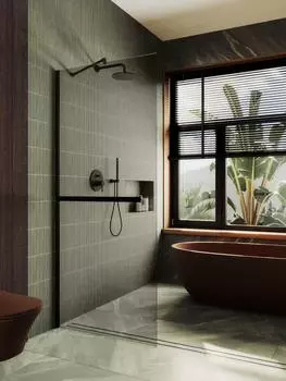 Душевая перегородка MaybahGlass 89x195 MGD-733-6ш стекло бронза, профиль черный