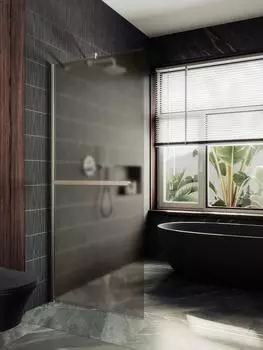 Душевая перегородка MaybahGlass 89x195 MGD-734-5ш стекло бронза матовая, профиль хром матовый