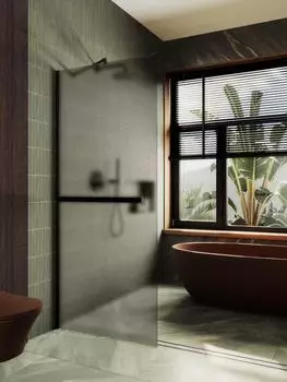 Душевая перегородка MaybahGlass 89x195 MGD-734-6ш стекло бронза матовая, профиль черный