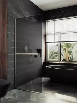 Душевая перегородка MaybahGlass 89x195 MGD-736-5у стекло графит матовый, профиль хром матовый