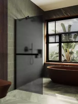 Душевая перегородка MaybahGlass 89x195 MGD-736-6ш стекло графит матовый, профиль черный