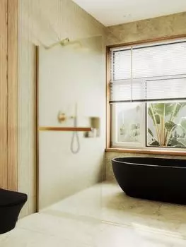 Душевая перегородка MaybahGlass 89x195 MGD-737-3ш стекло сатин, профиль золото