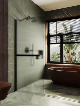 Душевая перегородка MaybahGlass 89x195 MGD-737-6ш стекло сатин, профиль черный