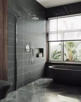 Душевая перегородка MaybahGlass 99x195 MGD-1352-4ш стекло прозрачное, профиль хром глянцевый