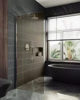 Душевая перегородка MaybahGlass 99x195 MGD-1353-4ш стекло бронза, профиль хром глянцевый