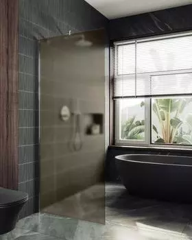 Душевая перегородка MaybahGlass 99x195 MGD-1354-4ш стекло бронза матовая, профиль хром глянцевый