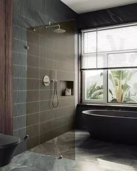 Душевая перегородка MaybahGlass 99x195 MGD-264-4 стекло бронза, профиль