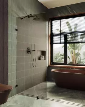 Душевая перегородка MaybahGlass 99x195 MGD-264-6 стекло бронза, профиль черный