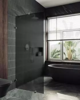 Душевая перегородка MaybahGlass 99x195 MGD-273-4 стекло графит матовый, профиль