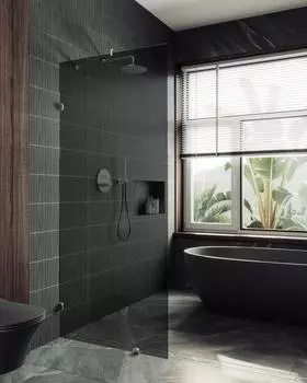 Душевая перегородка MaybahGlass 99x195 MGD-276-4 стекло графит, профиль