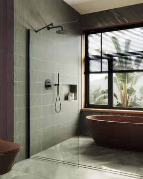 Душевая перегородка MaybahGlass Walk In 79х195 MGD-695-6ш стекло прозрачное, профиль черный