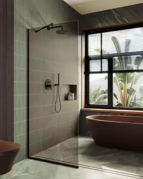 Душевая перегородка MaybahGlass Walk In 79х195 MGD-696-6у стекло бронза, профиль черный