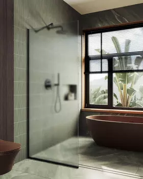 Душевая перегородка MaybahGlass Walk In 79х195 MGD-700-6у стекло сатин, профиль черный