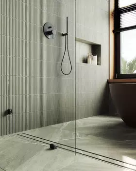 Душевая перегородка MaybahGlass Walk In 79х195 MGD-259-6 стекло прозрачное, коннекторы черные