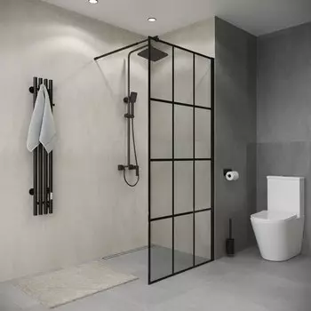 Душевая перегородка Niagara Eco 80x190 NG-552-80BLACK стекло в клетку, профиль черный