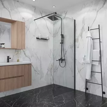 Душевая перегородка Niagara Eco 90x190 NG-551-90BLACK стекло прозрачное, профиль черный