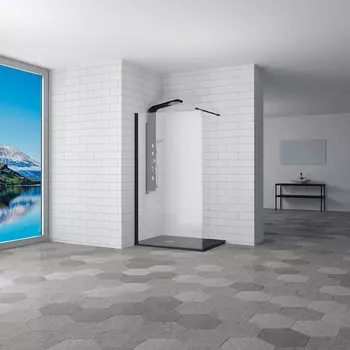 Душевая перегородка RGW Walk In WA-002 B 90 матовое стекло, профиль черный