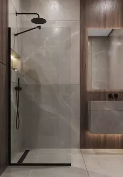 Душевая перегородка Timo 119x195 T10 стекло прозрачное, профиль черный