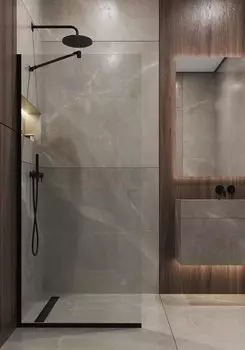 Душевая перегородка Timo 89x195 T07 стекло прозрачное, профиль черный