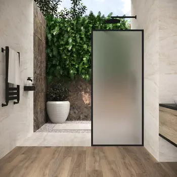 Душевая перегородка Vegas-Glass 100x200 EAF Frame 100 02М 10 профиль черный матовый, стекло сатин