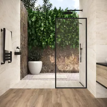 Душевая перегородка Vegas-Glass 100x200 EAF Frame 100 02М 01 профиль черный матовый, стекло прозрачное