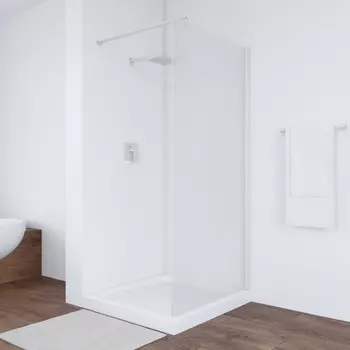 Душевая перегородка Vegas-Glass 116x200 EAF NOVO h2000 116 01 10 профиль белый, стекло сатин