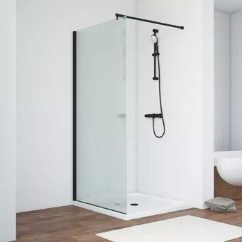 Душевая перегородка Vegas-Glass 116x200 EAF NOVO h2000 116 02М Moru профиль черный матовый, стекло moru