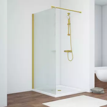 Душевая перегородка Vegas-Glass 116x200 EAF NOVO h2000 116 03 Moru профиль золото матовое, стекло moru