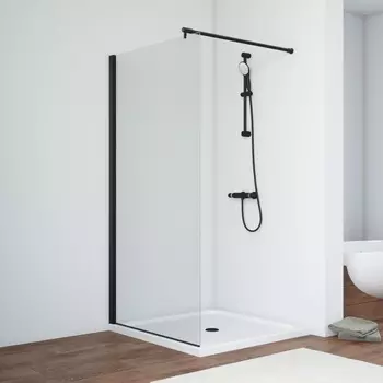 Душевая перегородка Vegas-Glass 116x200 EAF NOVO h2000 116 02М crystalvision профиль черный матовый, стекло crystalvision