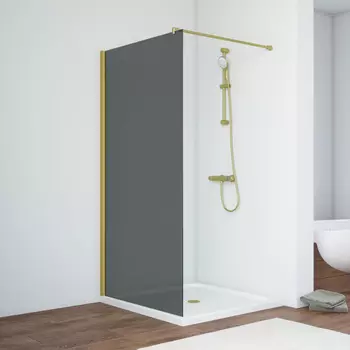 Душевая перегородка Vegas-Glass 116x200 EAF NOVO h2000 116 03 07 профиль золото матовое, стекло графит
