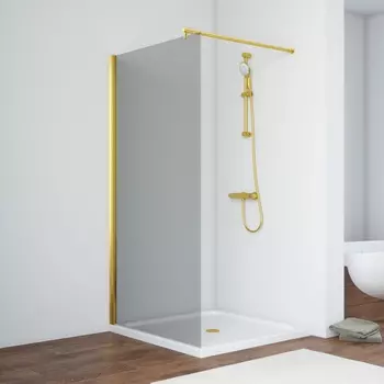 Душевая перегородка Vegas-Glass 116x200 EAF TUR NOVO 116 09 07 профиль золото глянцевое, стекло графит