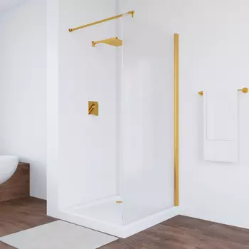 Душевая перегородка Vegas-Glass 116x200 EAF TUR NOVO 116 09 02 профиль золото глянцевое, стекло шиншилла