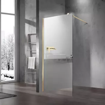 Душевая перегородка Vincea Walk In 90x200 VSW-1H900MRG стекло зеркальное, профиль золотой матовый