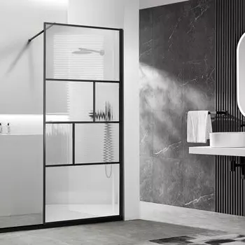 Душевая перегородка Vincea Walk in HC Art 80 см VSW-1HC800CFB стекло прозрачное, рифленое, профиль матовый черный