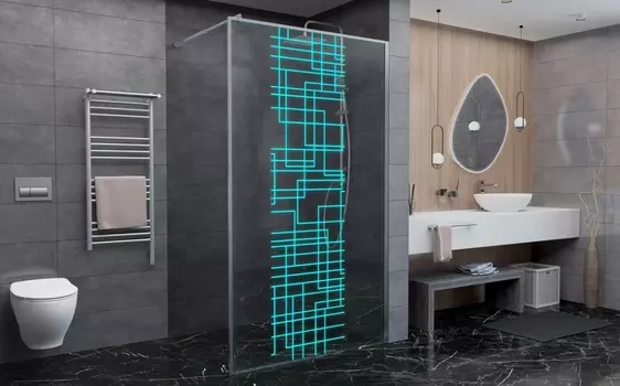 Душевая перегородка Walk In AvaCan LC100 100x200 стекло с рисунком, профиль хром