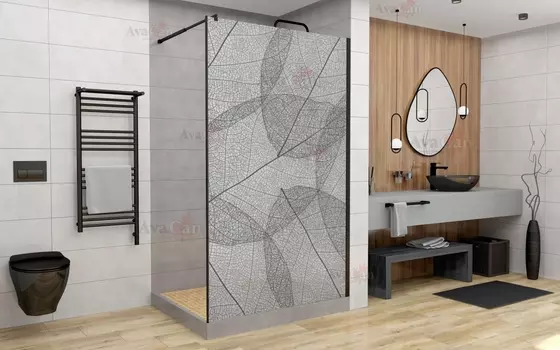 Душевая перегородка Walk In AvaCan MB100MT 100x200 стекло матовое с рисунком, профиль черный